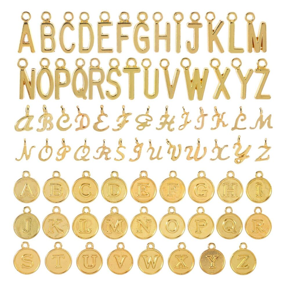 5672 156 Pcs/6 Sets Gold Letter Charms for Jewelry Making, 3 Styles